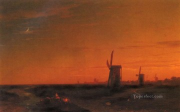  Constant Pintura Art%C3%ADstica - Aivazovsky Ivan Constantinovich paisaje con molinos de viento Ivan Aivazovsky